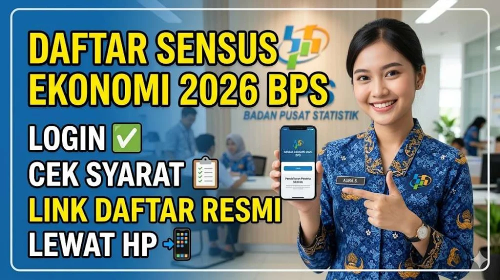 Daftar BPS Sensus Ekonomi 2026 Login, Cek Syarat dan Link Pendaftaran Resmi Lewat HP Daftar BPS Sensus Ekonomi 2026 Login, Cek Syarat dan Link Pendaftaran Resmi Lewat HP