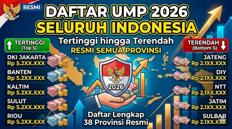 Daftar UMP 2026 Seluruh Indonesia Tertinggi hingga Terendah Resmi Semua Provinsi