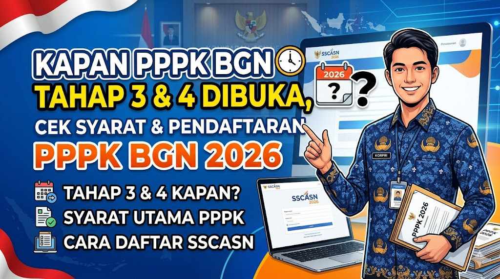 Kapan PPPK BGN Tahap 3 dan 4 Dibuka, Cek Syarat dan Pendaftaran PPPK BGN 2026